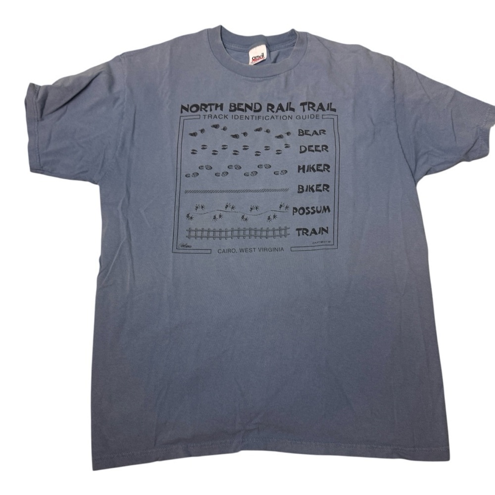 Vintage graphic tee shirt North Bend Rail Trail animal tracks